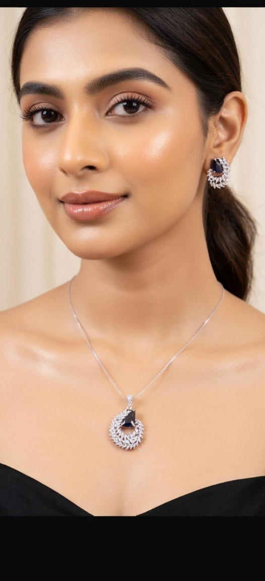 Sapphire Royale Pendant Necklace & Earrings Set