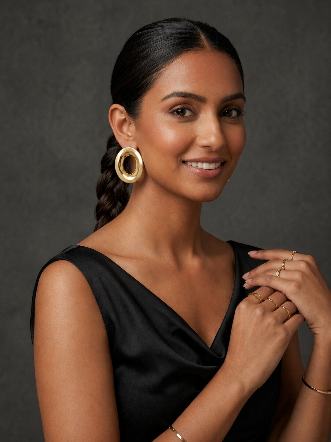 Classic Glossy Round Gold Hoop Earrings
