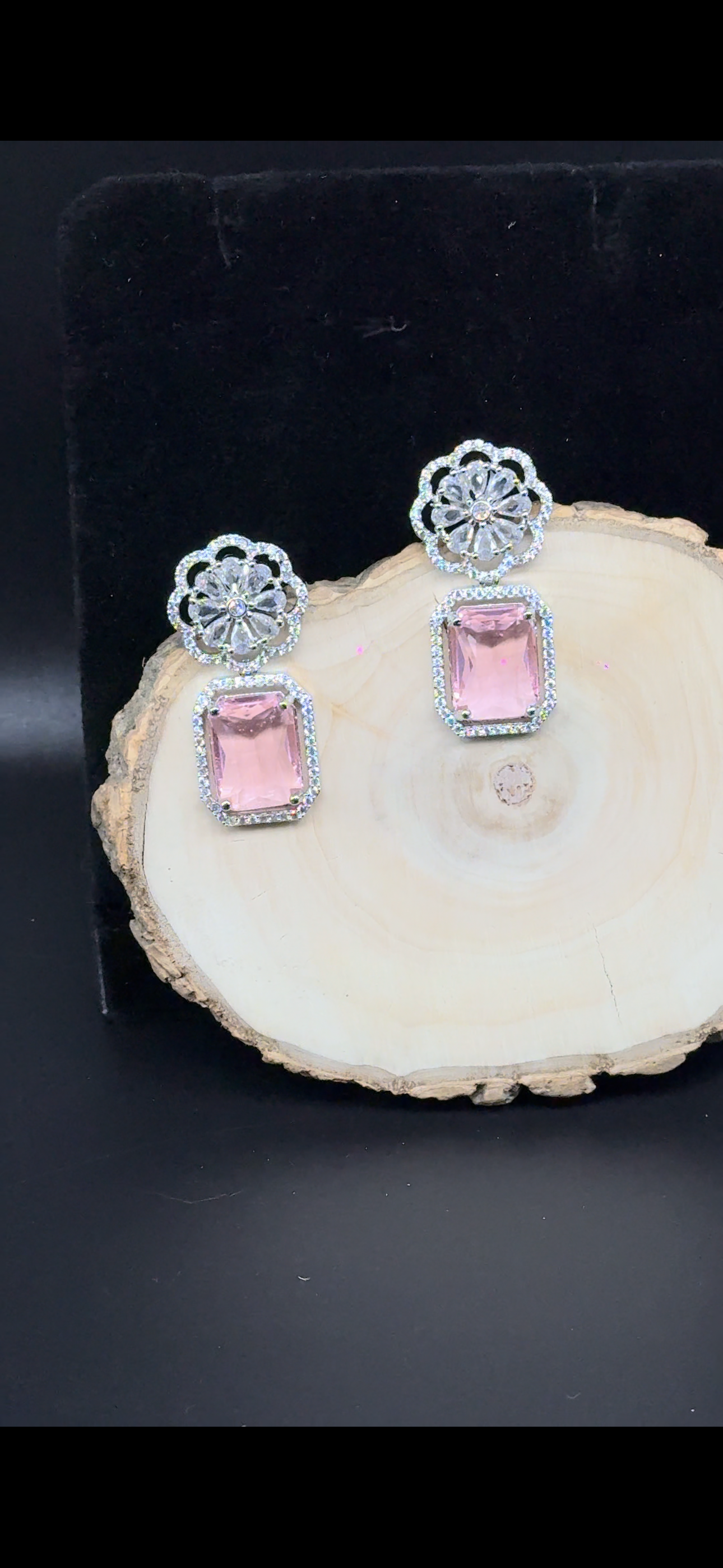 Princess Pink American Diamond Dangles