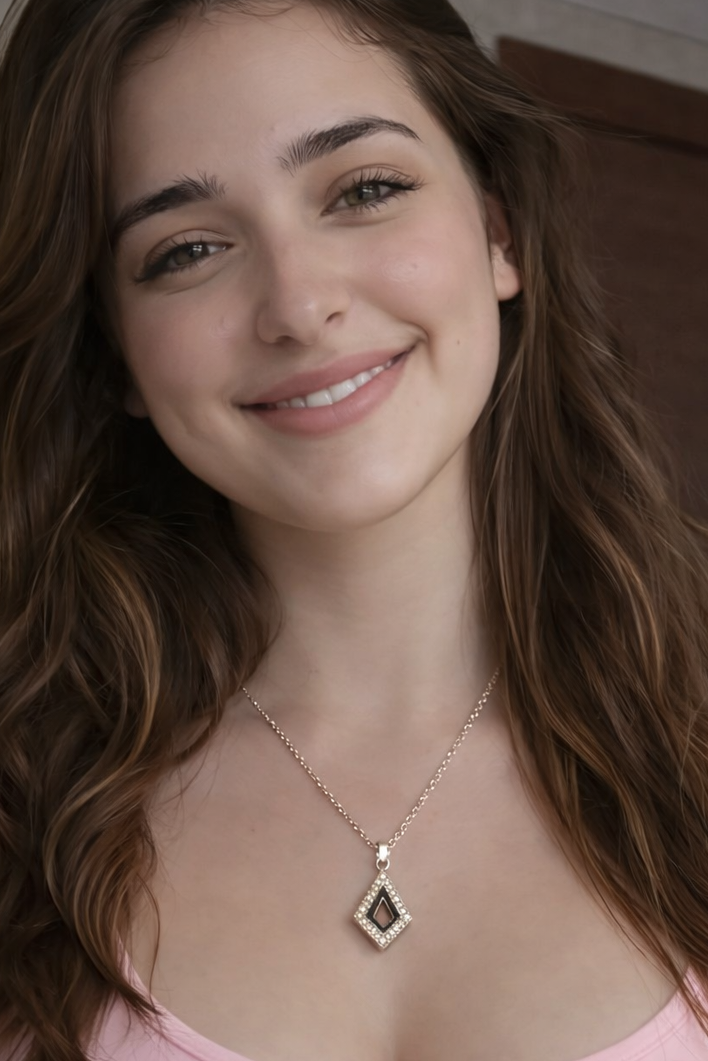 Elegant Diamond Shape Crystal Pendant Necklace