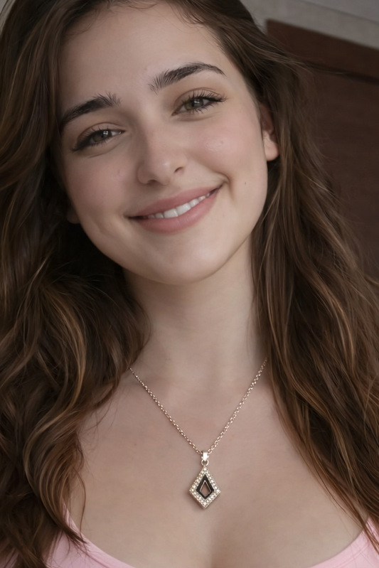 Elegant Diamond Shape Crystal Pendant Necklace