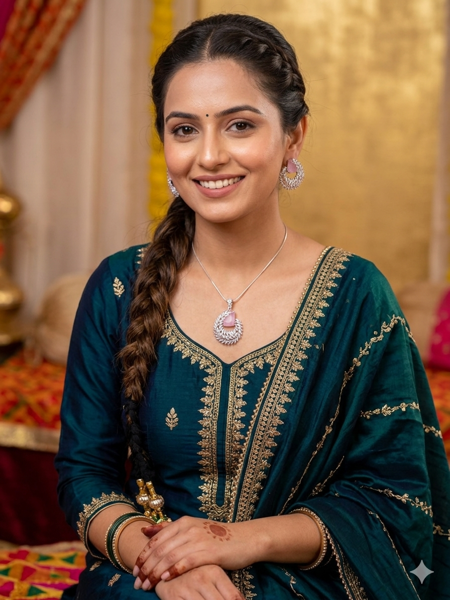Emerald Blossom Pendant Necklace & Earrings Set