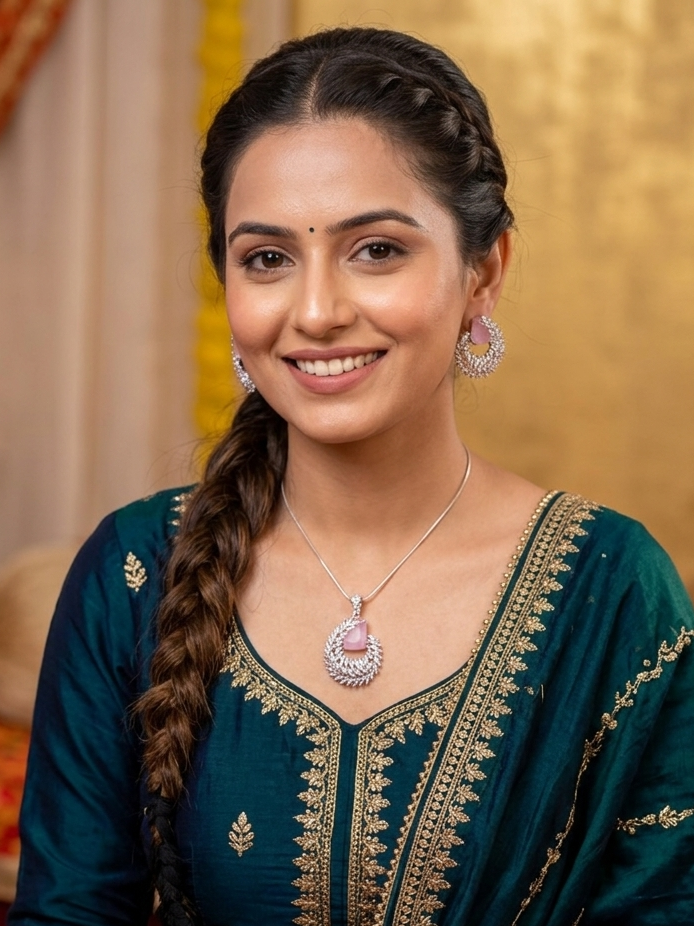 Emerald Blossom Pendant Necklace & Earrings Set