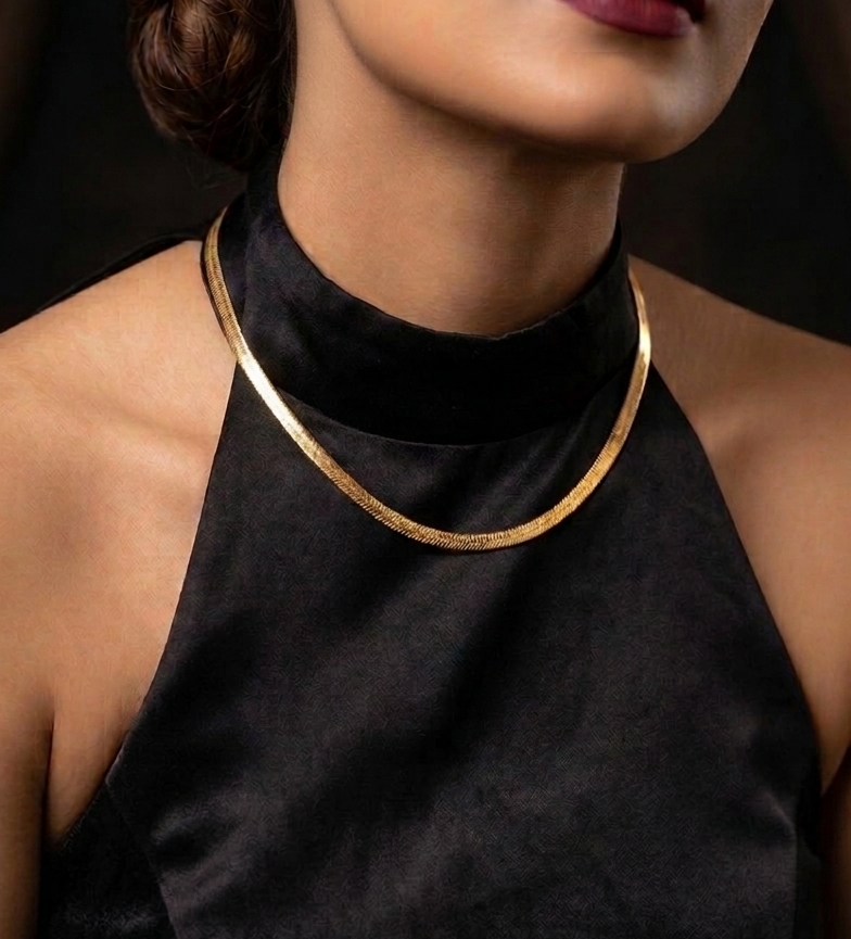 Classic Glossy Gold Snake Chain Necklace for Women