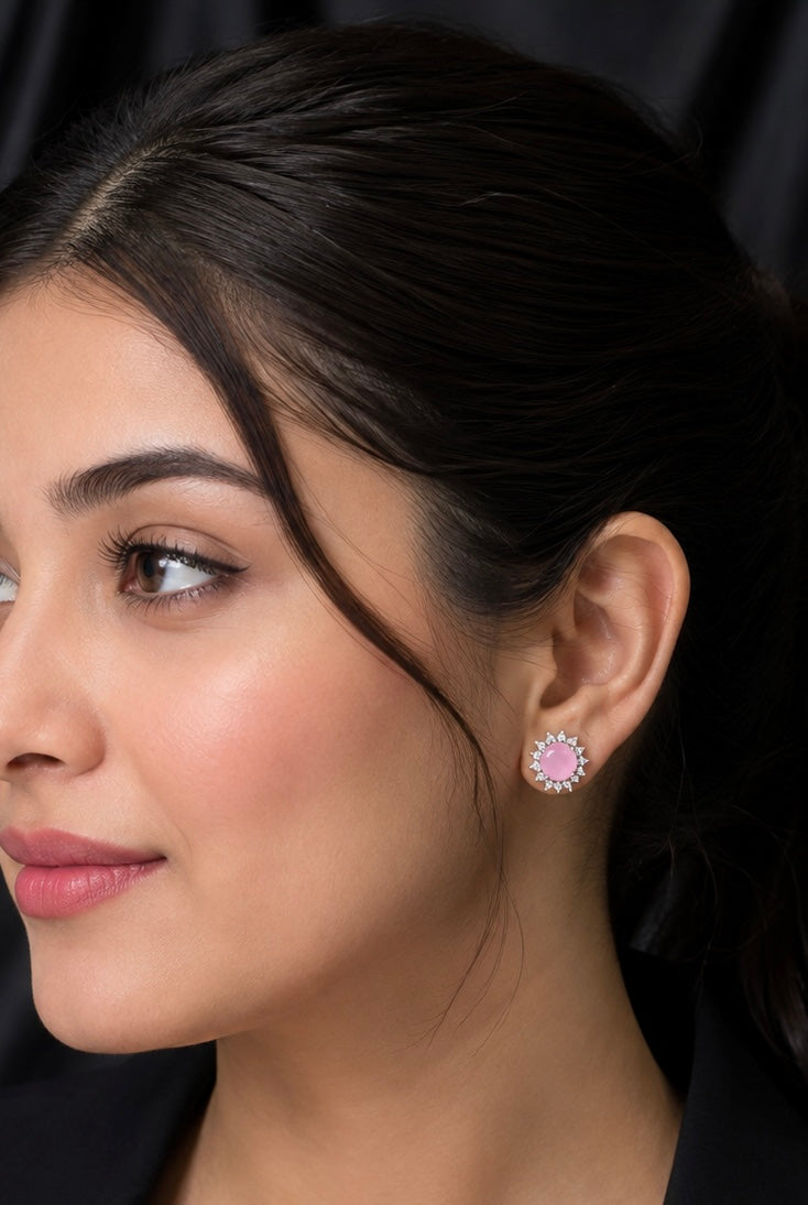 Blush Pink Floral Pearl Chain Statement Earrings