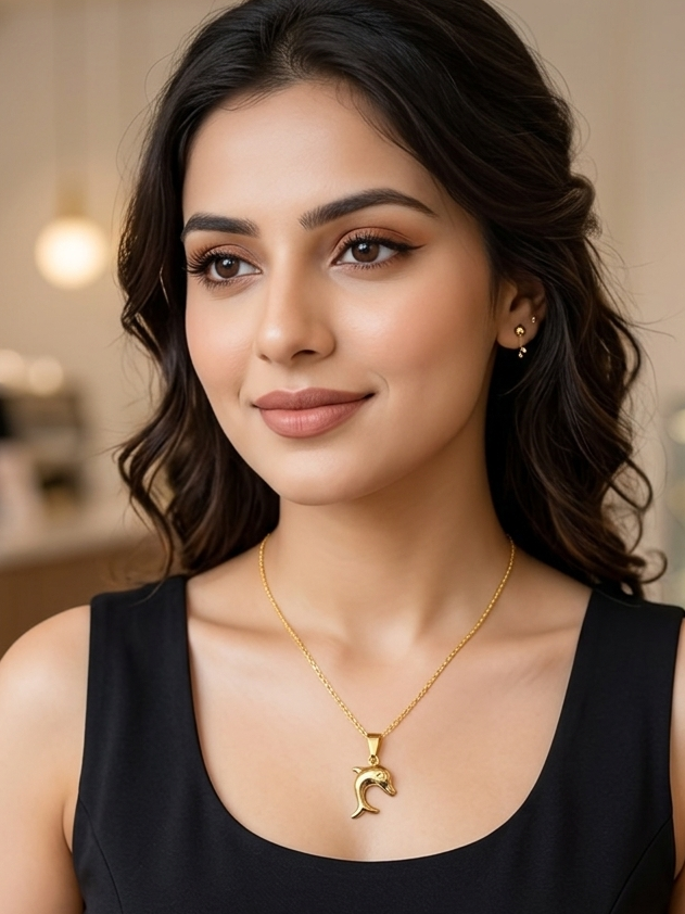 Golden Dolphin Pendant Necklace – Playful & Elegant Charm