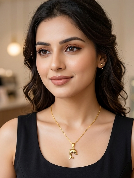 Golden Dolphin Pendant Necklace – Playful & Elegant Charm