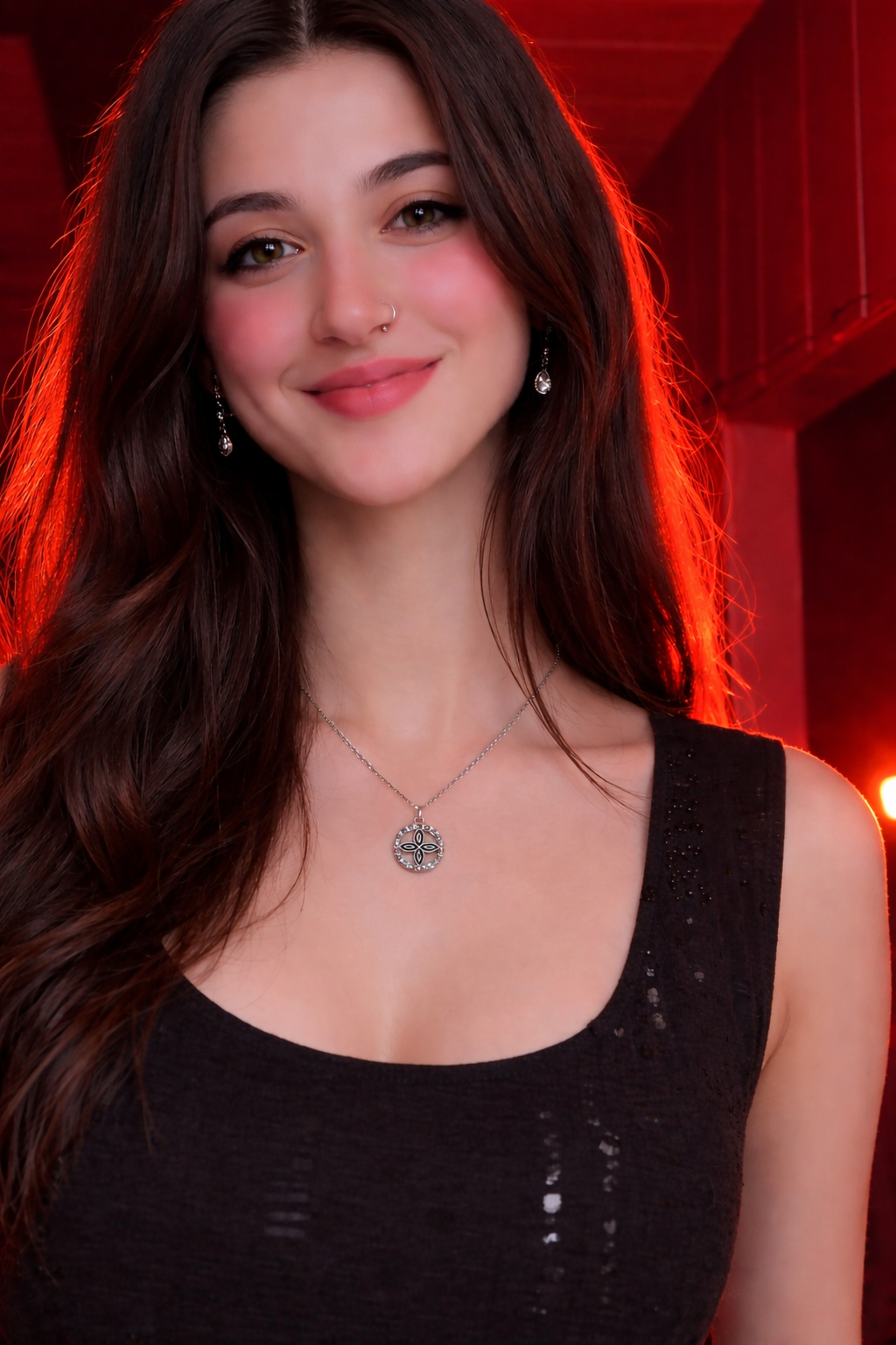 Crystal Butterfly Circle Pendant Necklace