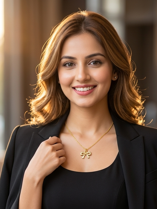 Gold Bow Pendant Necklace – Chic Feminine Elegance