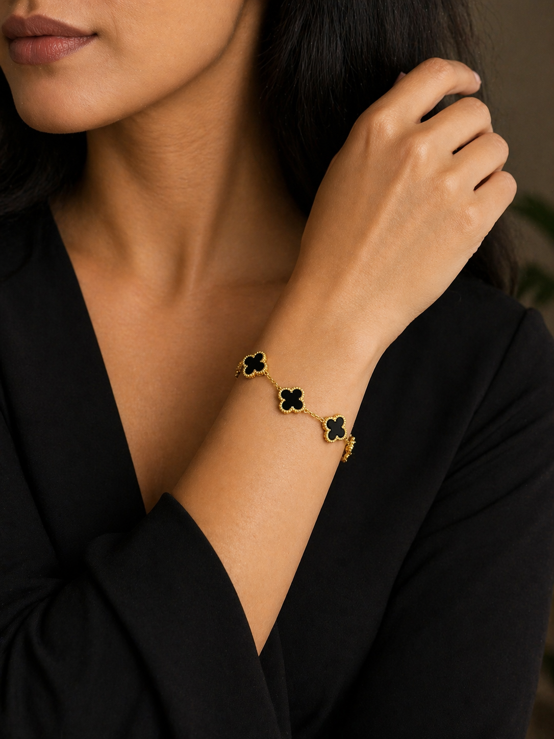 Luxury Black Clover Gold Bracelet for Women
