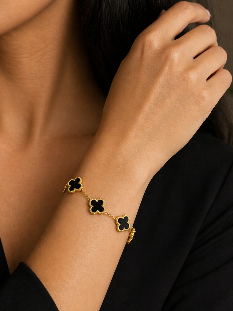 Luxury Black Clover Gold Bracelet for Women