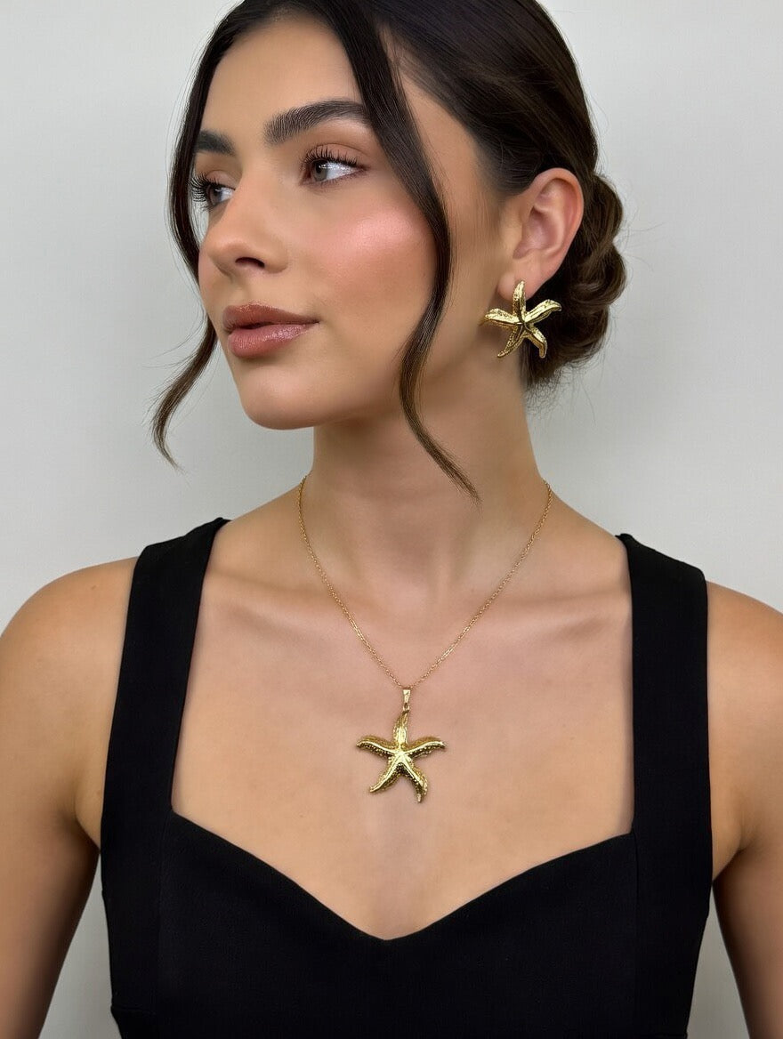 Golden Starfish Jewelry Set – Coastal Luxe Elegance