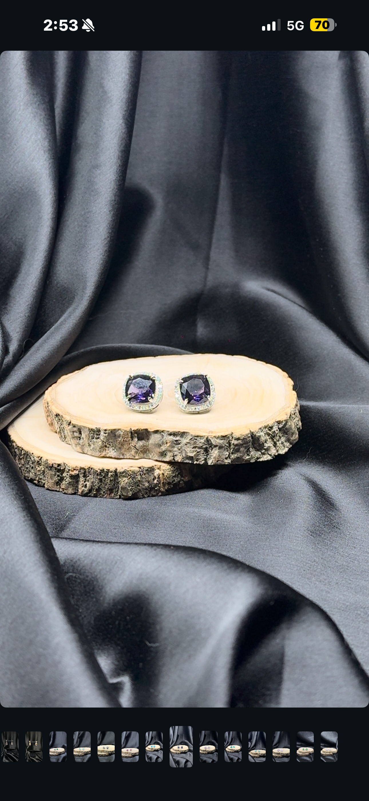 Midnight Amethyst Halo Stud Earrings