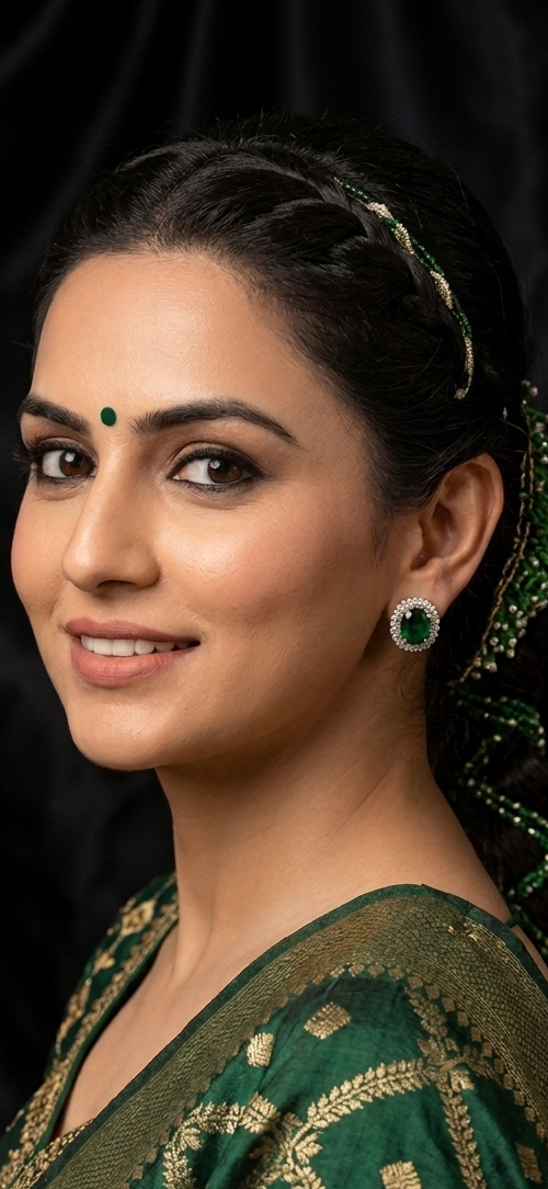 Emerald Halo Classic Stud Earrings