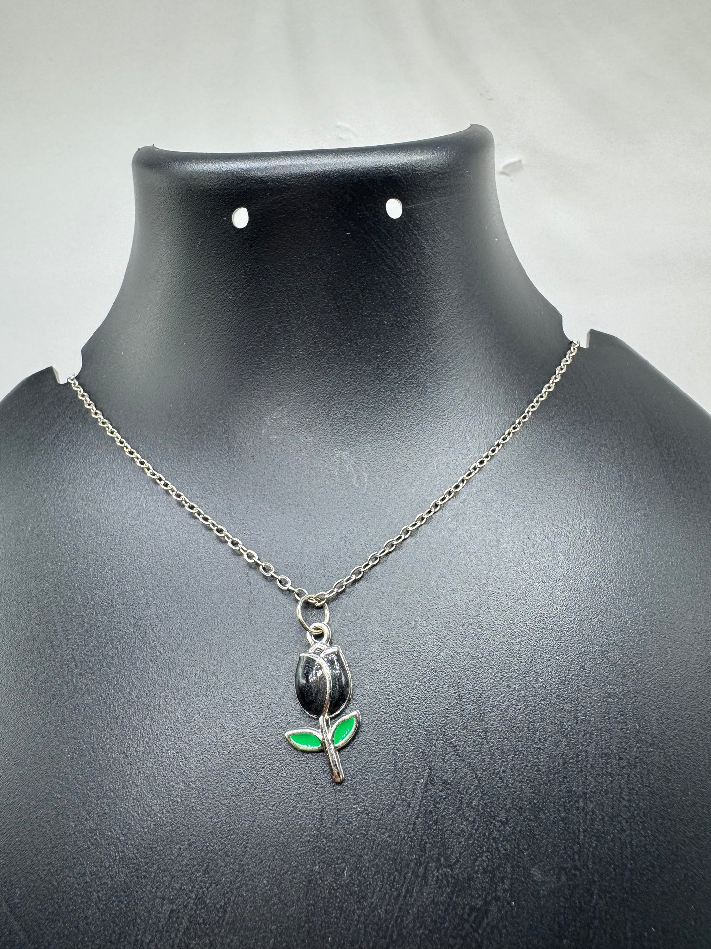 Midnight Bloom Tulip Pendant Necklace