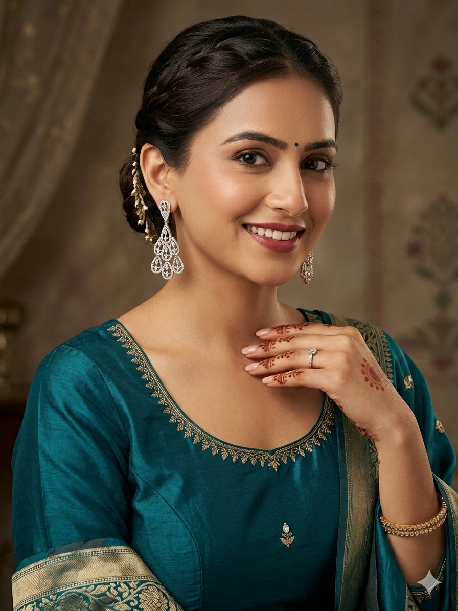Elegant Lace Diamond Chandelier Earrings