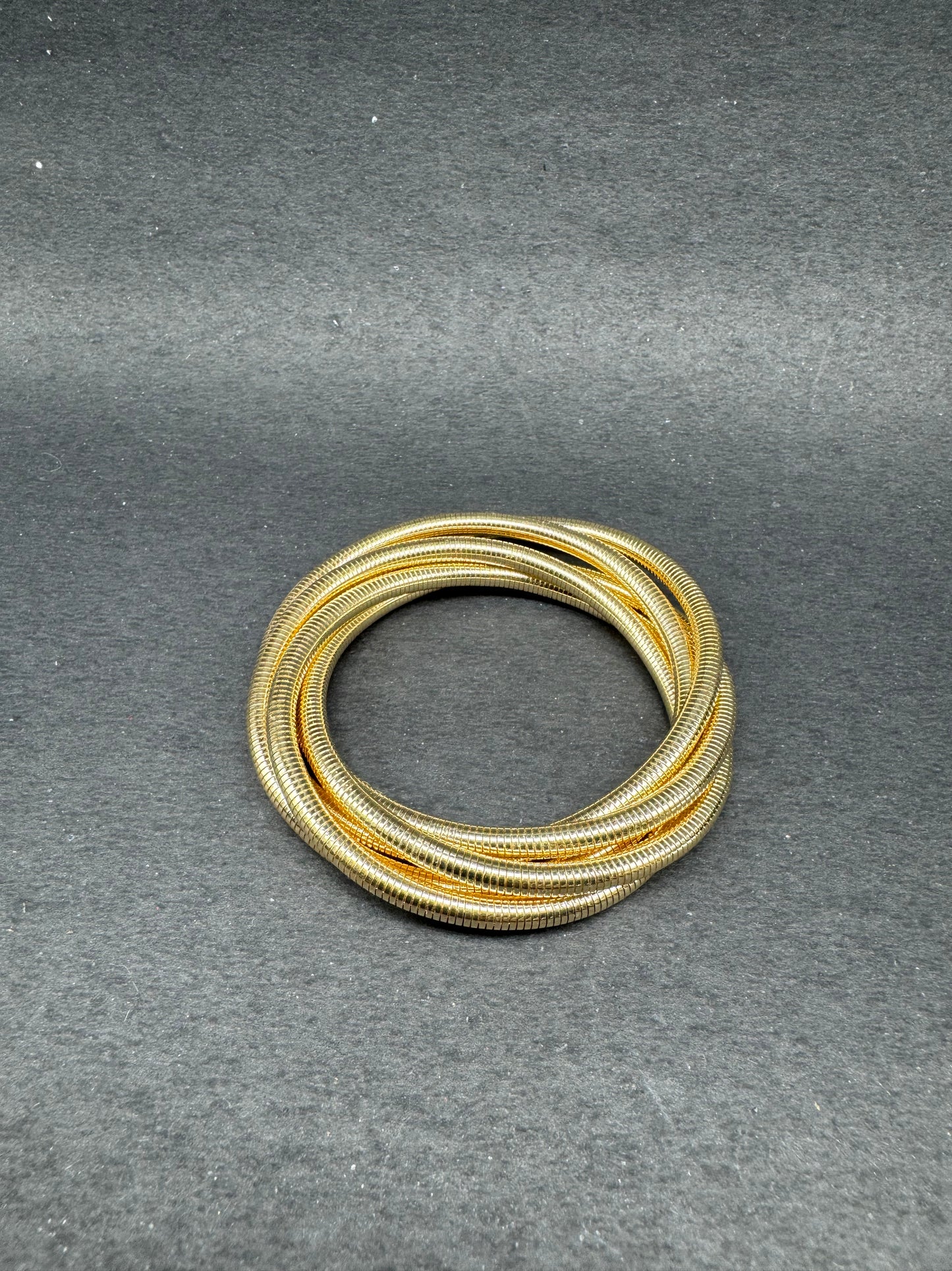 Elegant Multi-Layer Textured Gold Bangle Bracelet