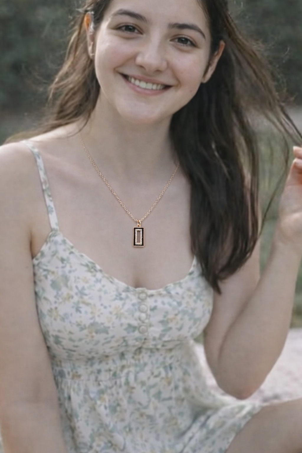Rose Gold Rectangular Crystal Bar Pendant Necklace – Elegant Minimal Statement