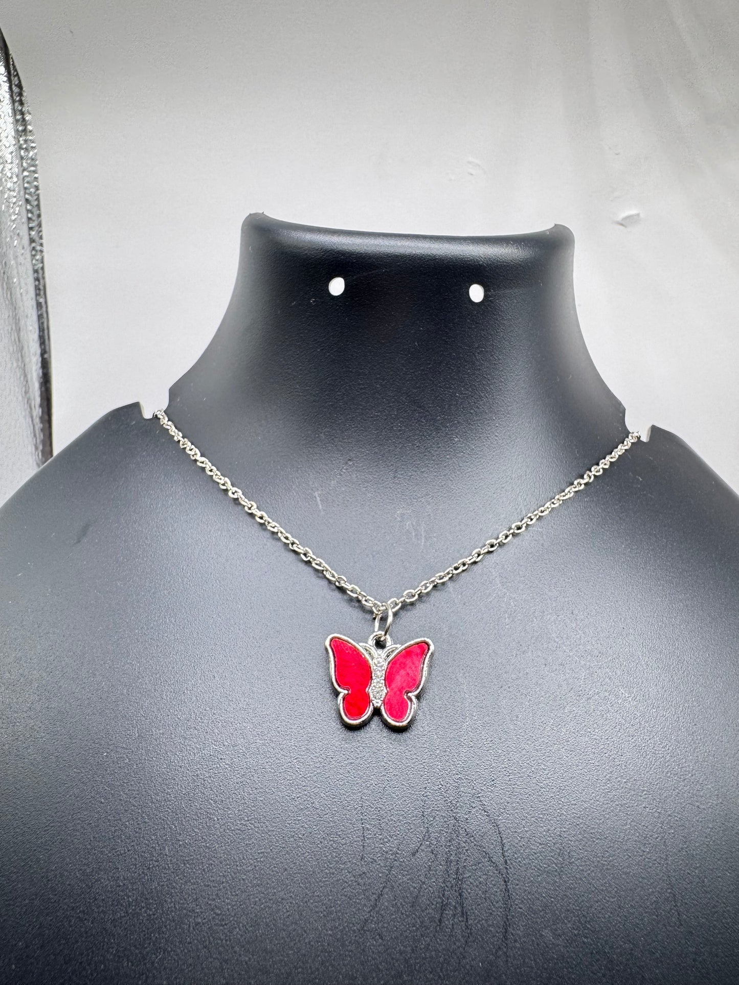 Ruby Flutter Butterfly Pendant Necklace