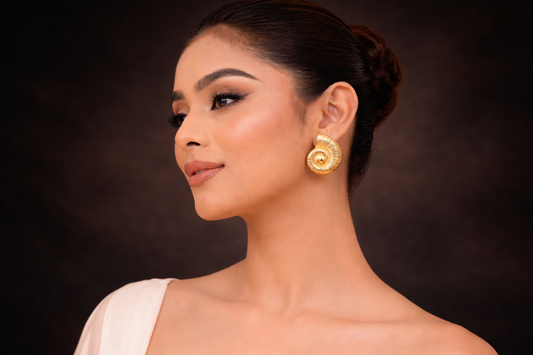 Golden Spiral Statement Earrings