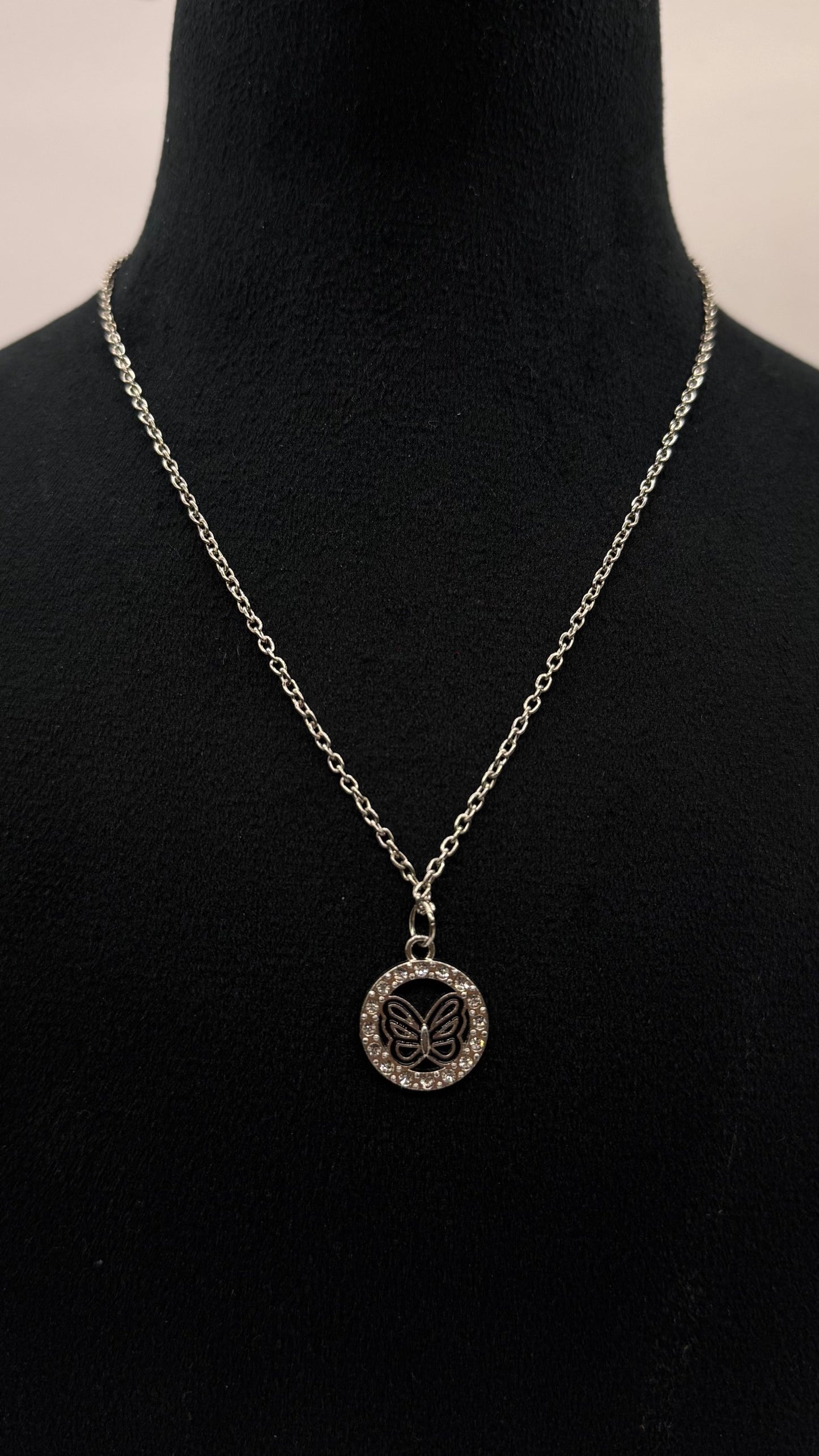 Butterfly Halo Pendant Necklace