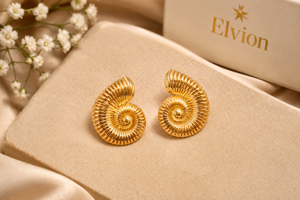 Golden Spiral Statement Earrings