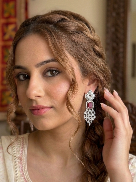 Royal Ruby Diamond Chandelier Earrings