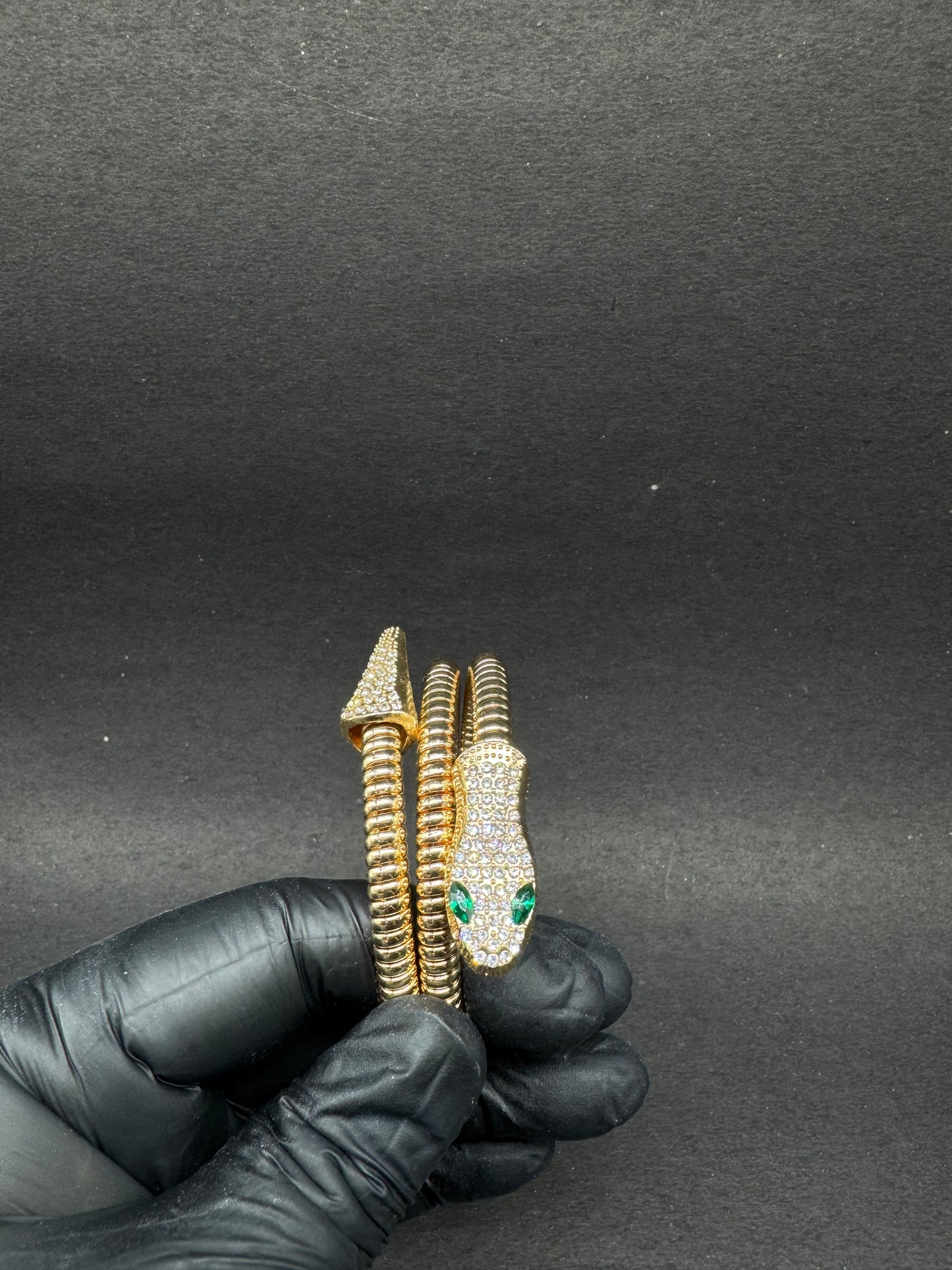 Luxury Serpent-Inspired Gold Crystal Cuff Bracelet
