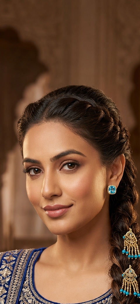 Royal Blue Crystal Stud Earrings