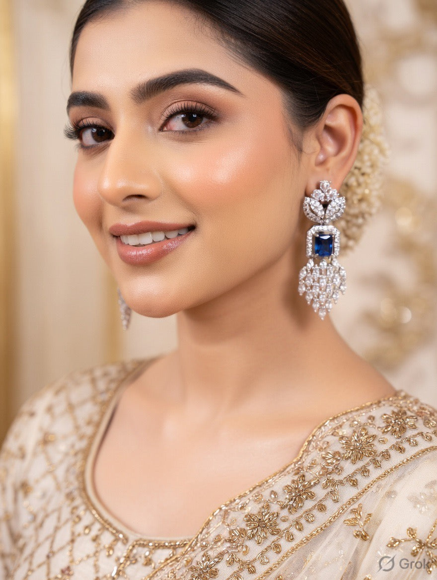 Royal Sapphire Diamond Chandelier Earrings