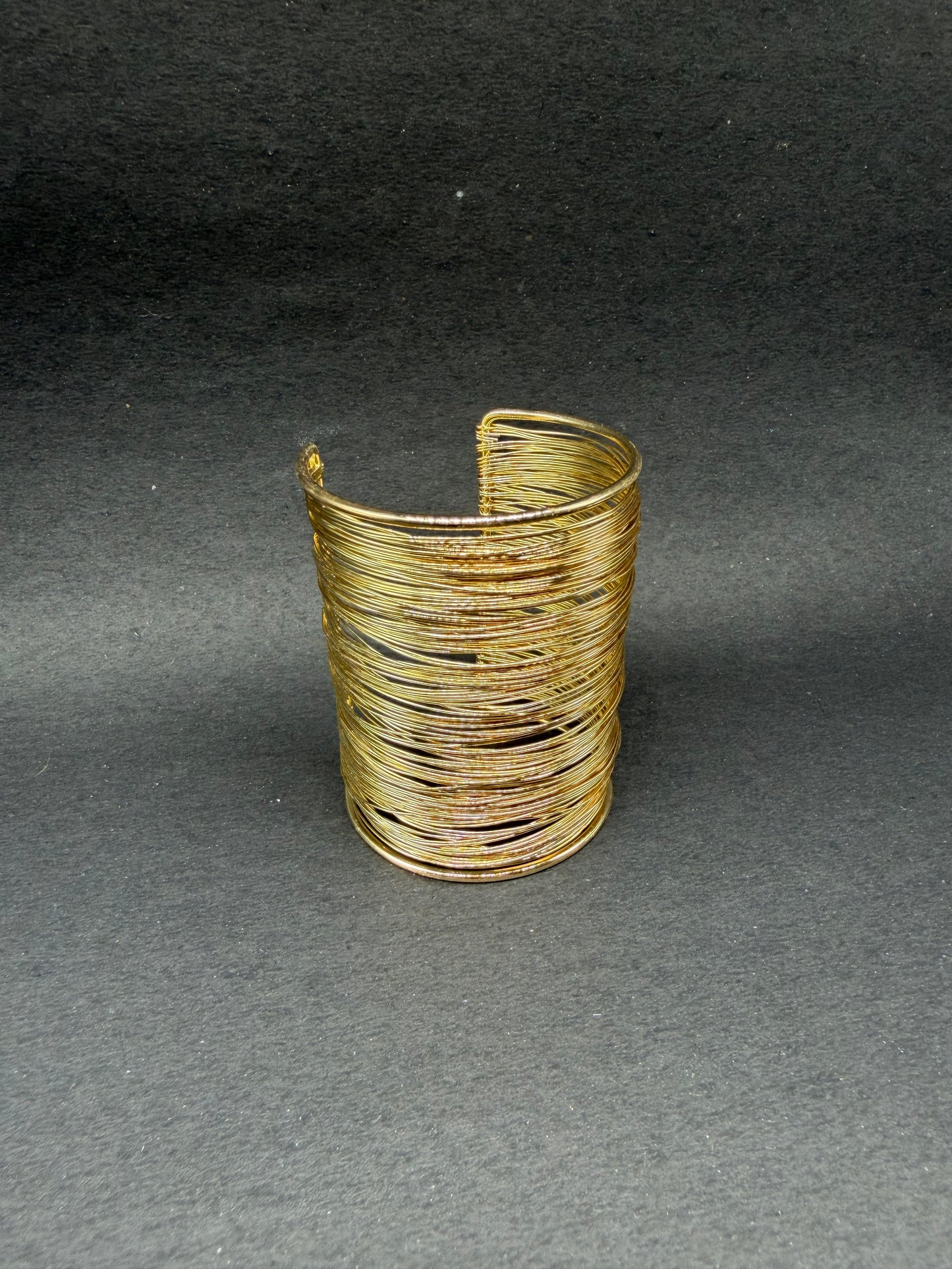 Elegant Golden Wire Cuff Statement Bracelet