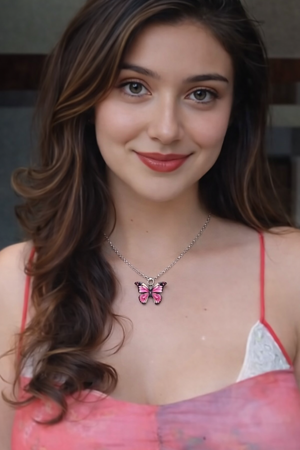 Pink Butterfly Pendant Necklace – Elegant Crystal Wing Charm