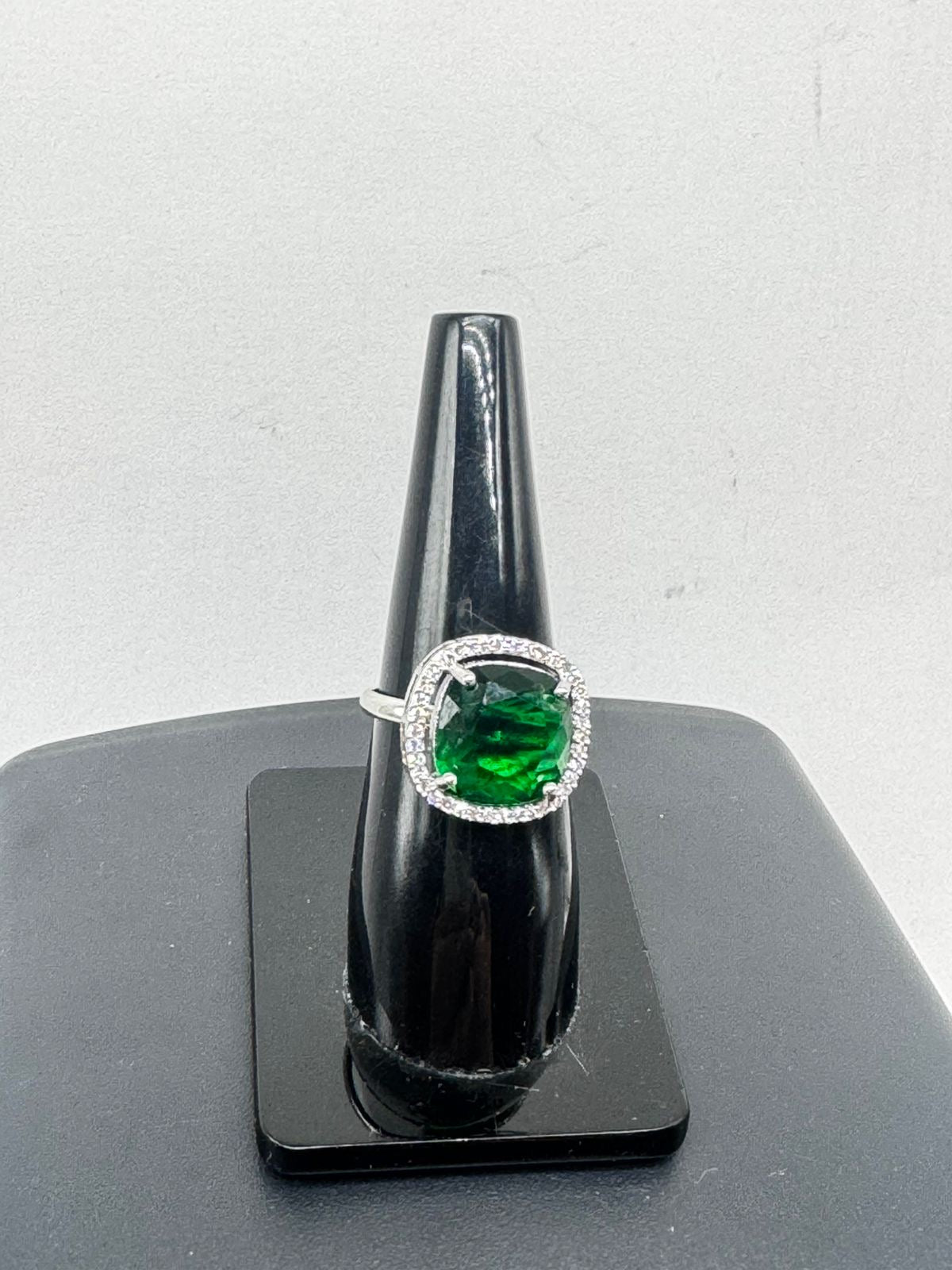 Emerald Green Halo Statement Ring