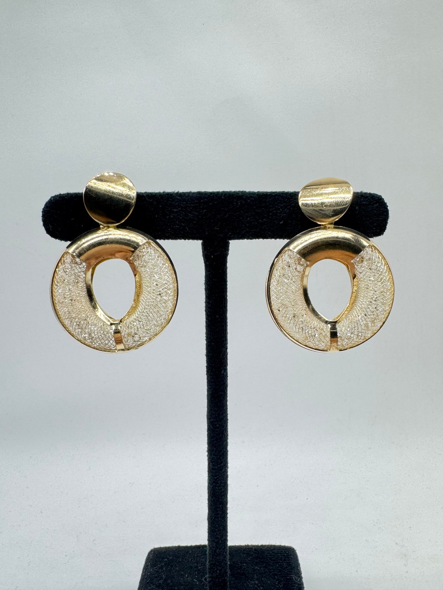 Golden Noir Halo Earrings – Textured Statement Elegance