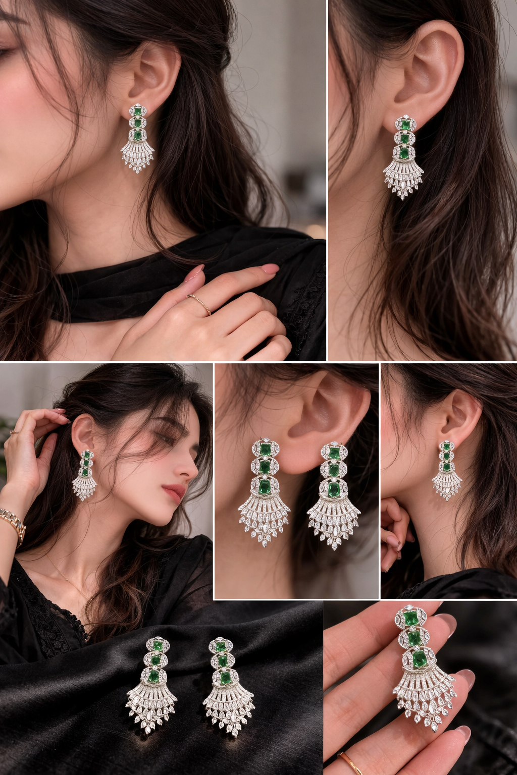 Emerald Cascade Chandelier Earrings