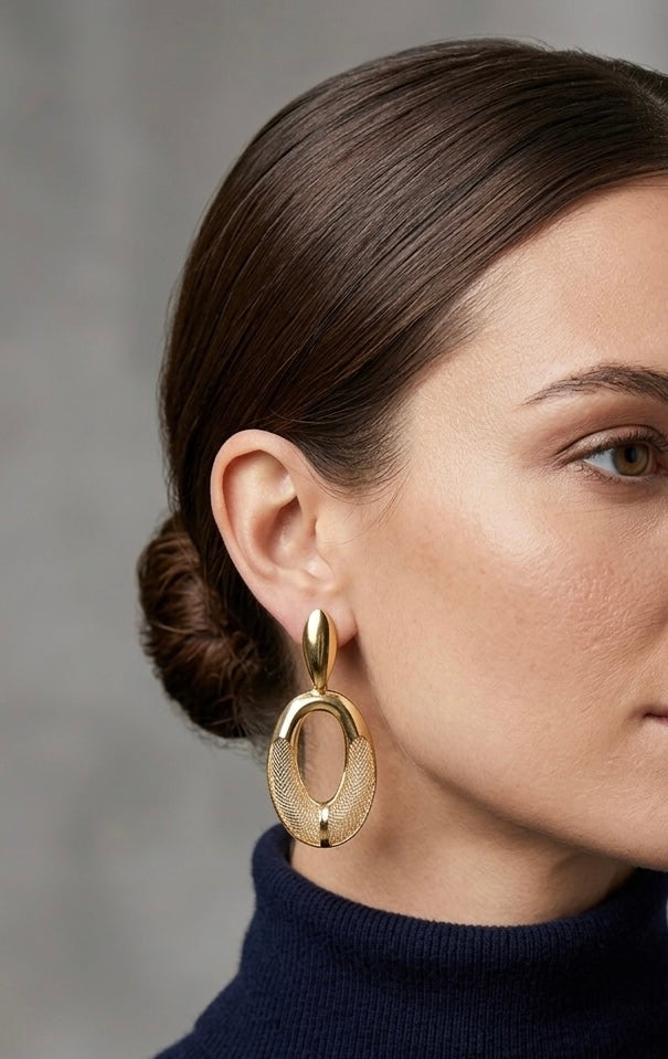 Midnight Elegance Gold Drop Earrings