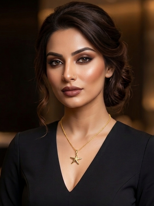 Golden Starfish Pendant Necklace – Chic Ocean-Inspired Elegance