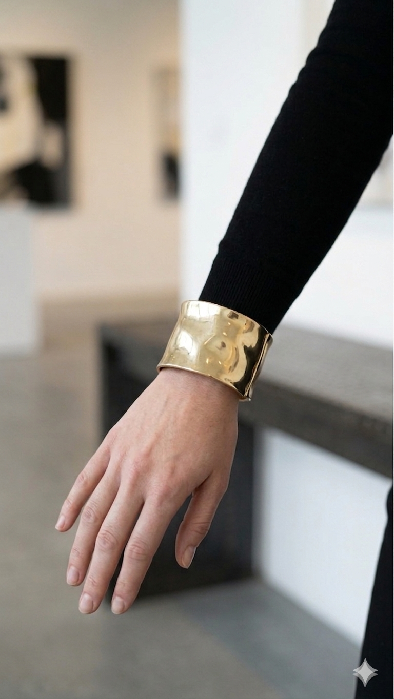 Gold Textured Statement bracelet – Bold Minimal Luxury