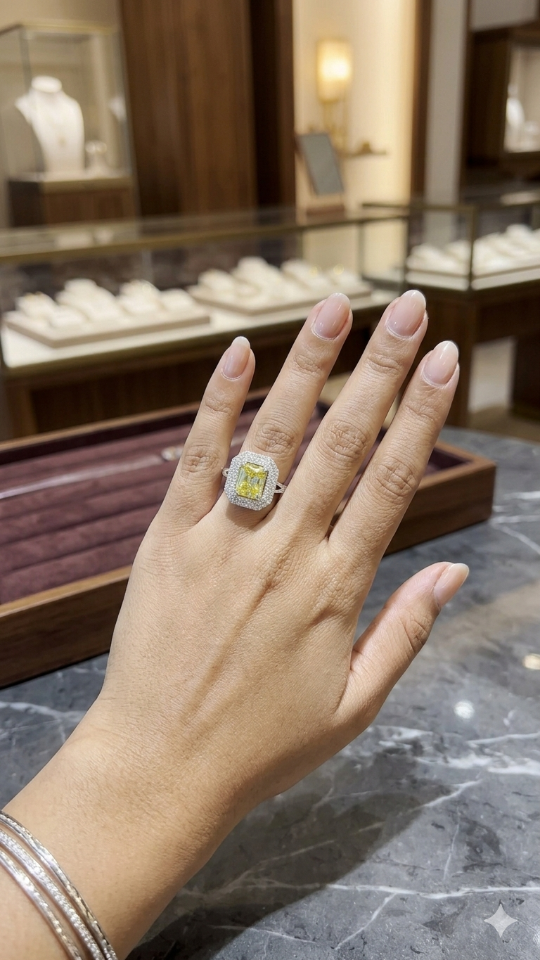 Yellow Radiance Cushion Statement Ring