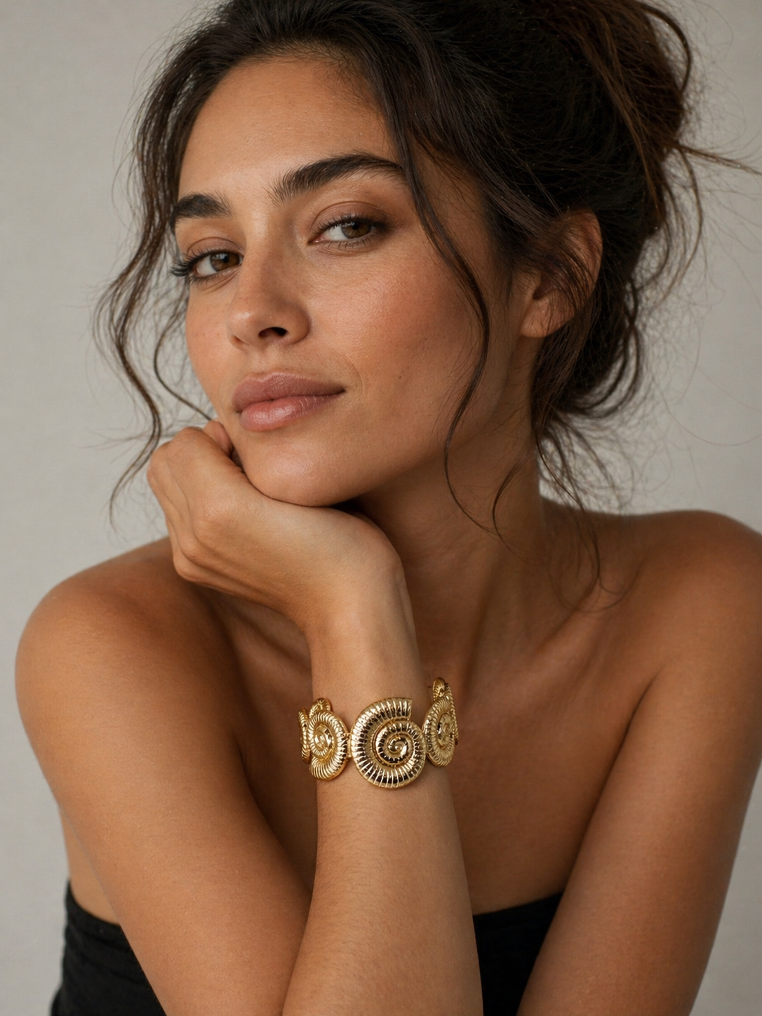 Gold Spiral Statement Bracelet – Artistic Bold Elegance