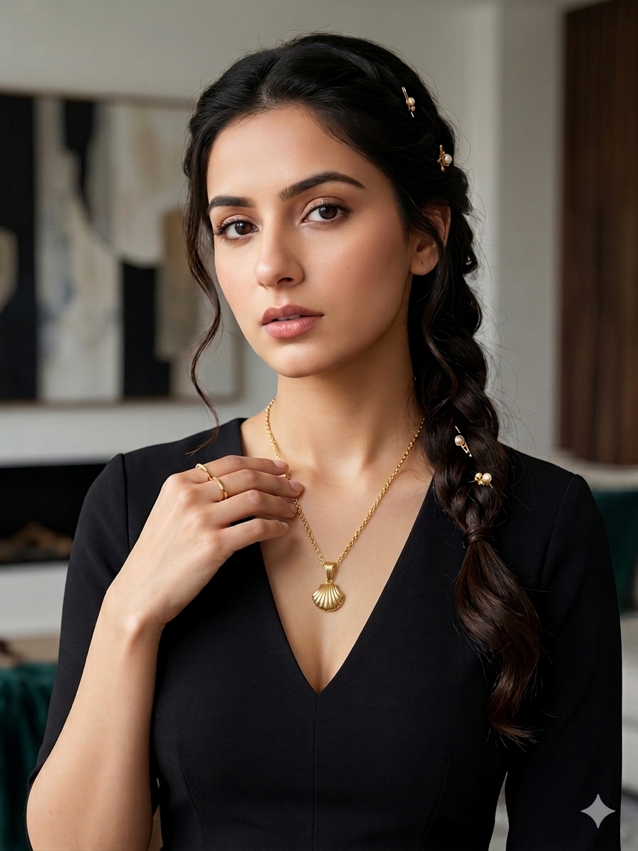Golden Shell Pendant Necklace – Minimal Elegance Statement Piece