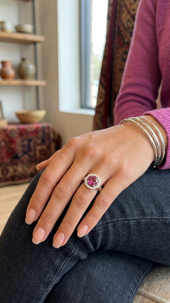 Blush Pink Halo Statement Ring
