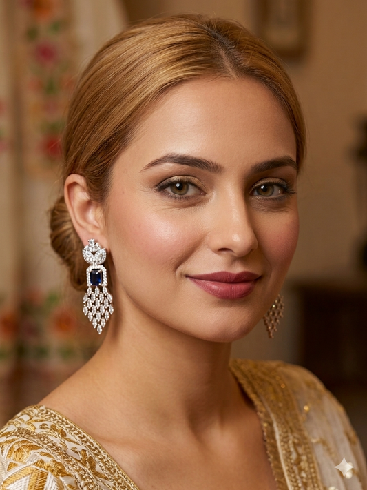 Royal Sapphire Diamond Chandelier Earrings