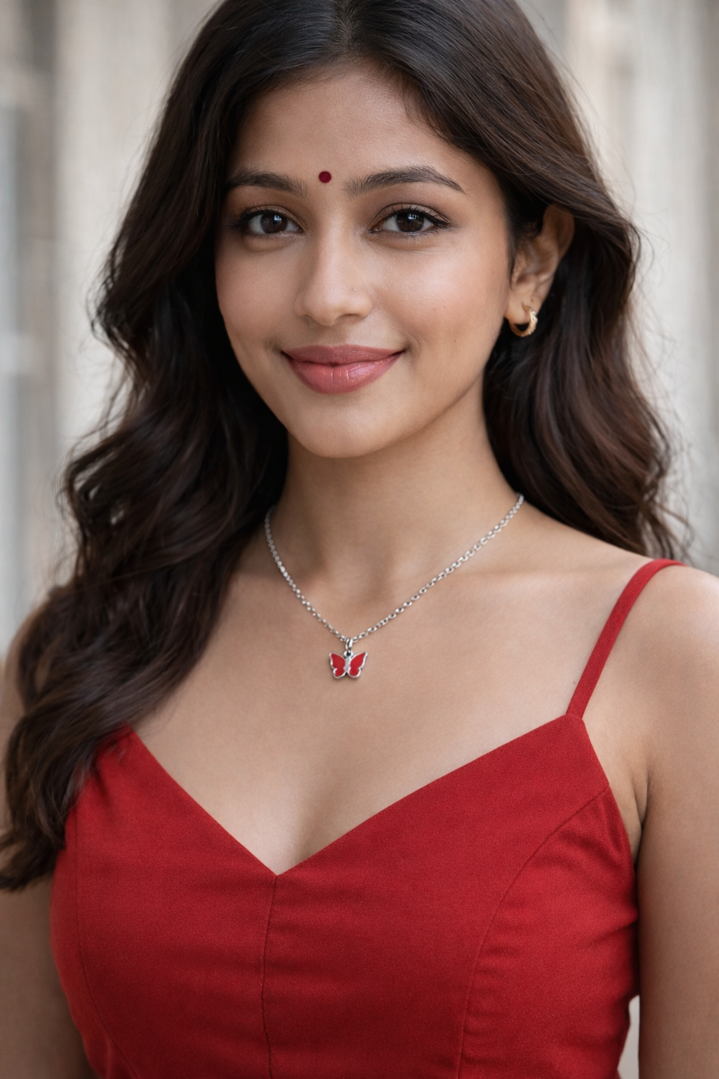 Ruby Flutter Butterfly Pendant Necklace