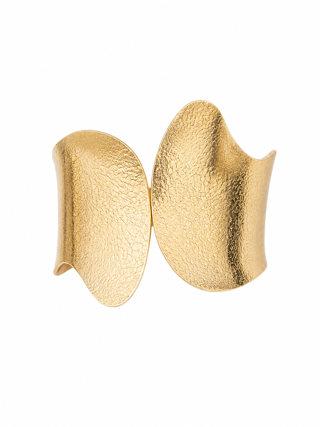 Hammered Gold Statement Cuff Bracelet – Abstract Open Wide Bangle for Women