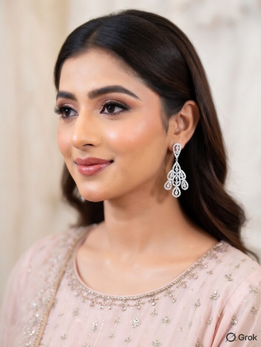 Elegant Lace Diamond Chandelier Earrings