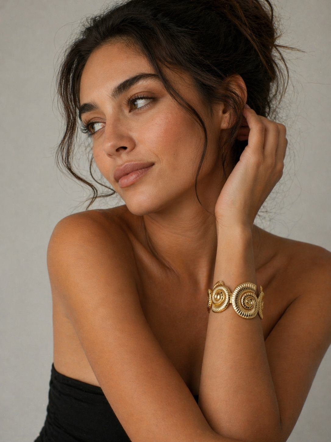 Gold Spiral Statement Bracelet – Artistic Bold Elegance