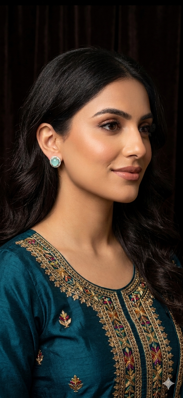 Elegant Mint Halo Stud Earrings
