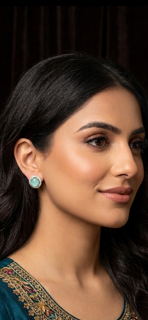 Elegant Mint Halo Stud Earrings