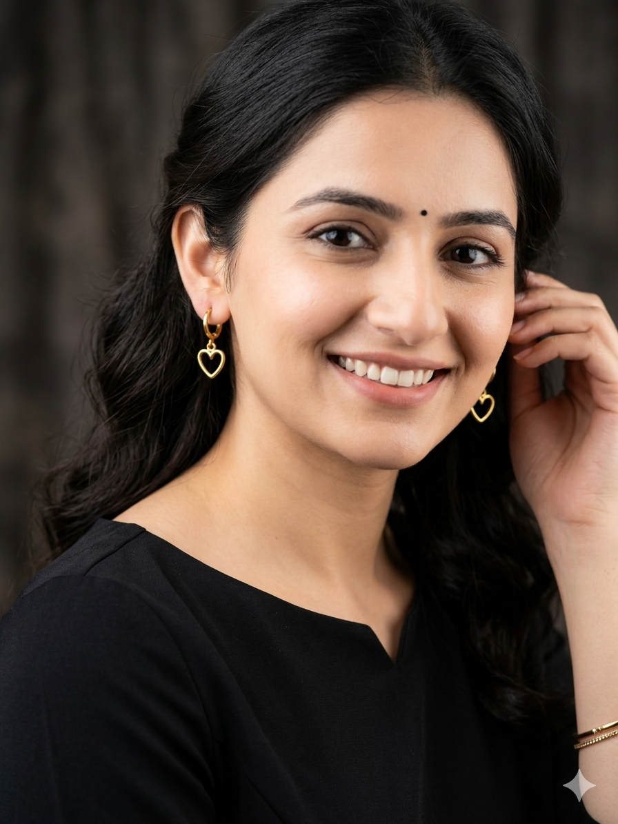 Elegant Gold Heart Drop Earrings – Minimal & Timeless